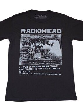 Radiohead T-Shirt W.A.S.T.E Ice Caps Melting Men's Small Black RARE NWOT NEW
